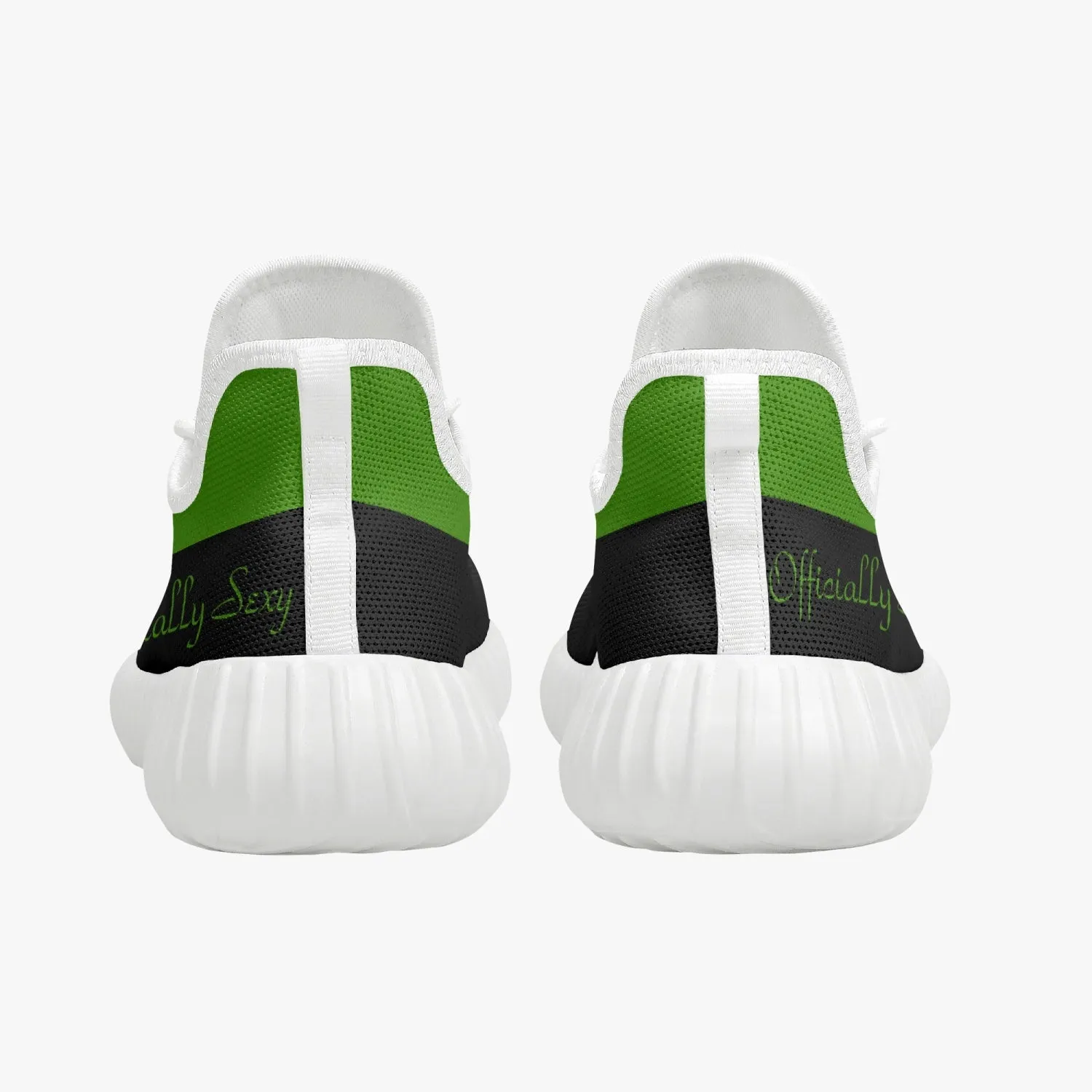 Officially Sexy Green & Black Laser Mesh Knit Sneakers - With White or Black Sole