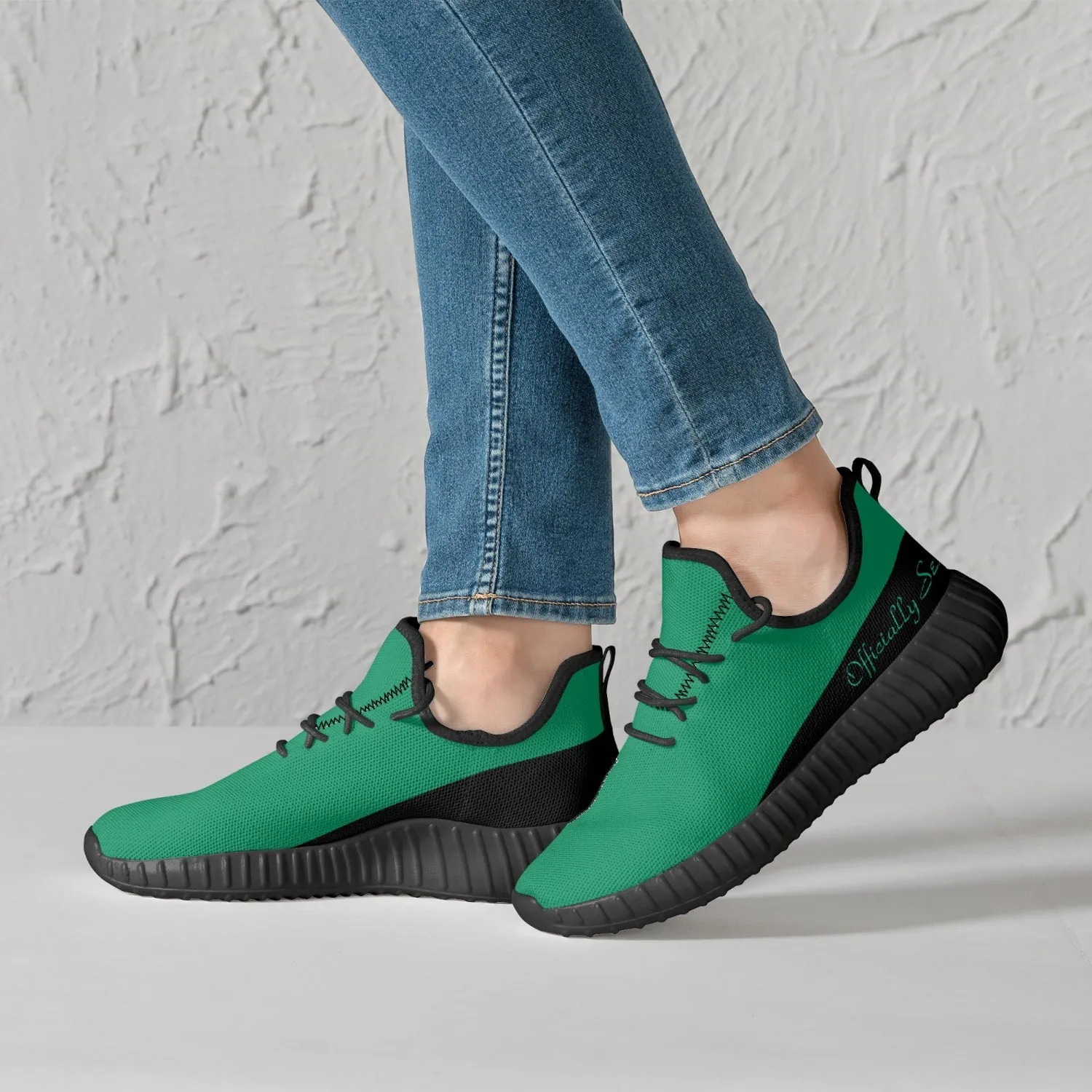Officially Sexy Mint & Black Laser Mesh Knit Sneakers - With White or Black Sole