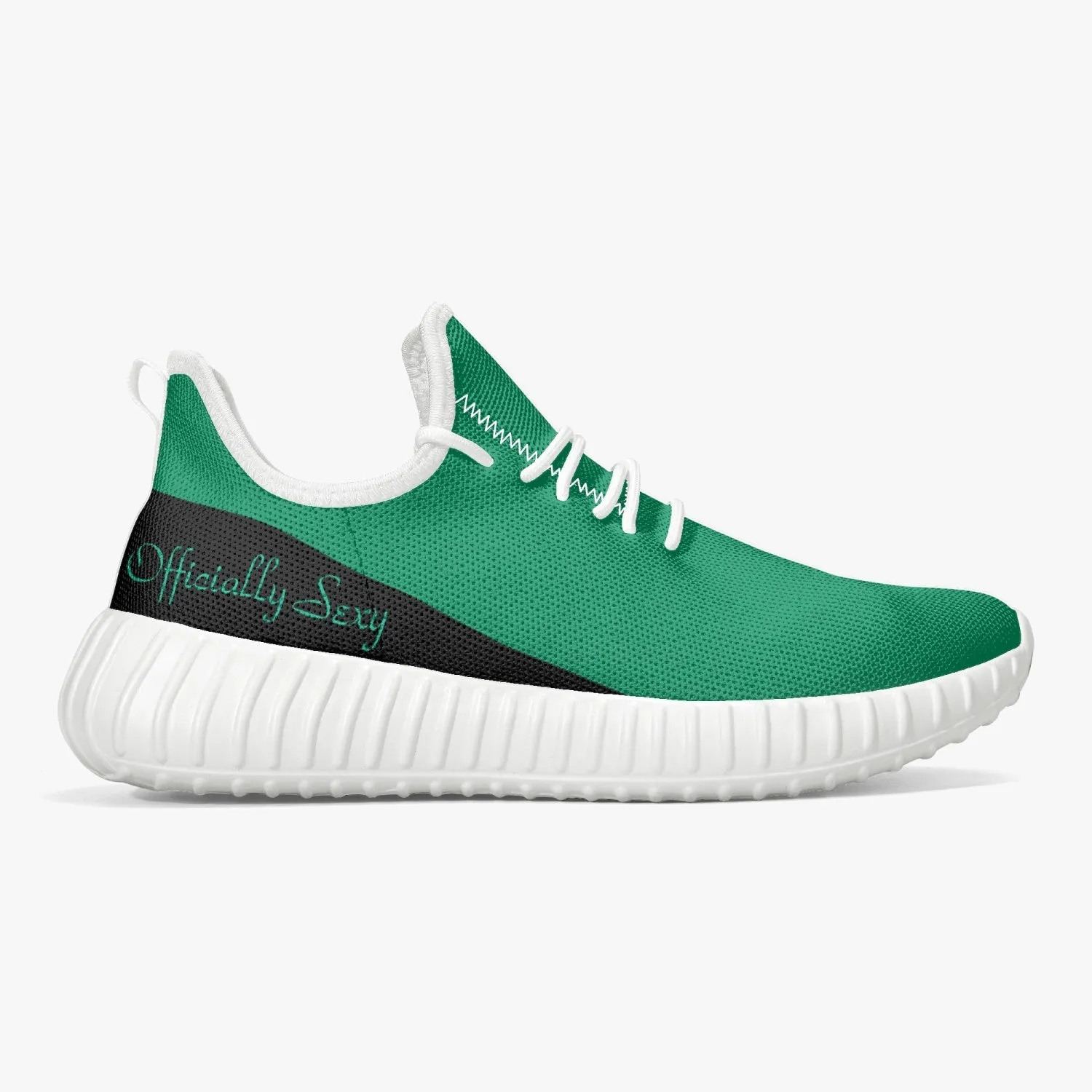 Officially Sexy Mint & Black Laser Mesh Knit Sneakers - With White or Black Sole