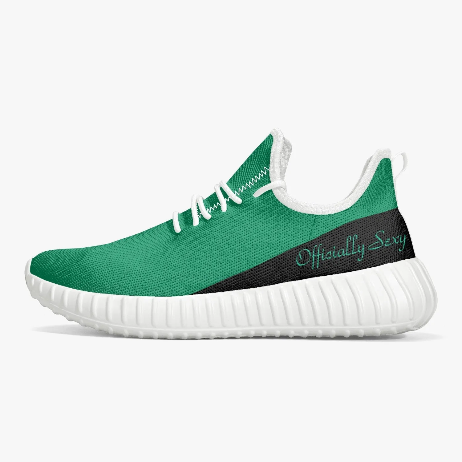 Officially Sexy Mint & Black Laser Mesh Knit Sneakers - With White or Black Sole