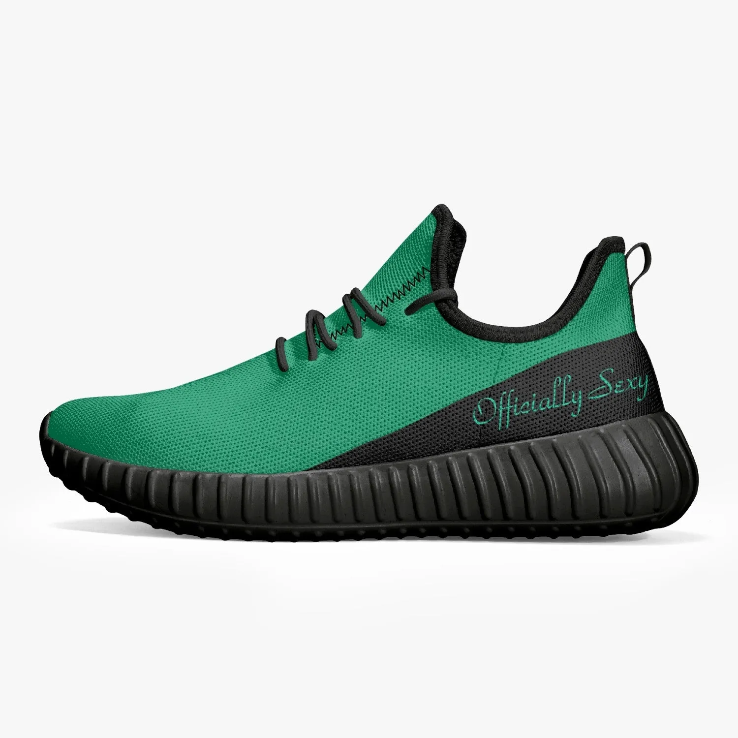 Officially Sexy Mint & Black Laser Mesh Knit Sneakers - With White or Black Sole