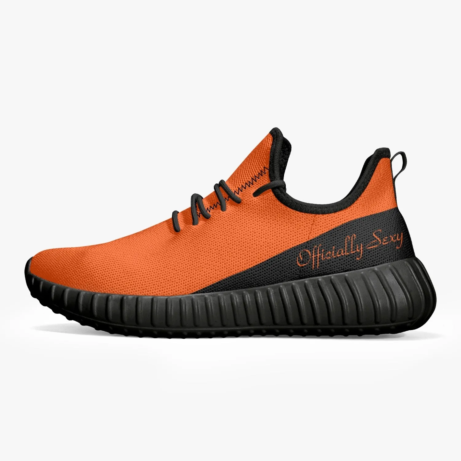 Officially Sexy Orange & Black Laser Mesh Knit Sneakers - With White or Black Sole