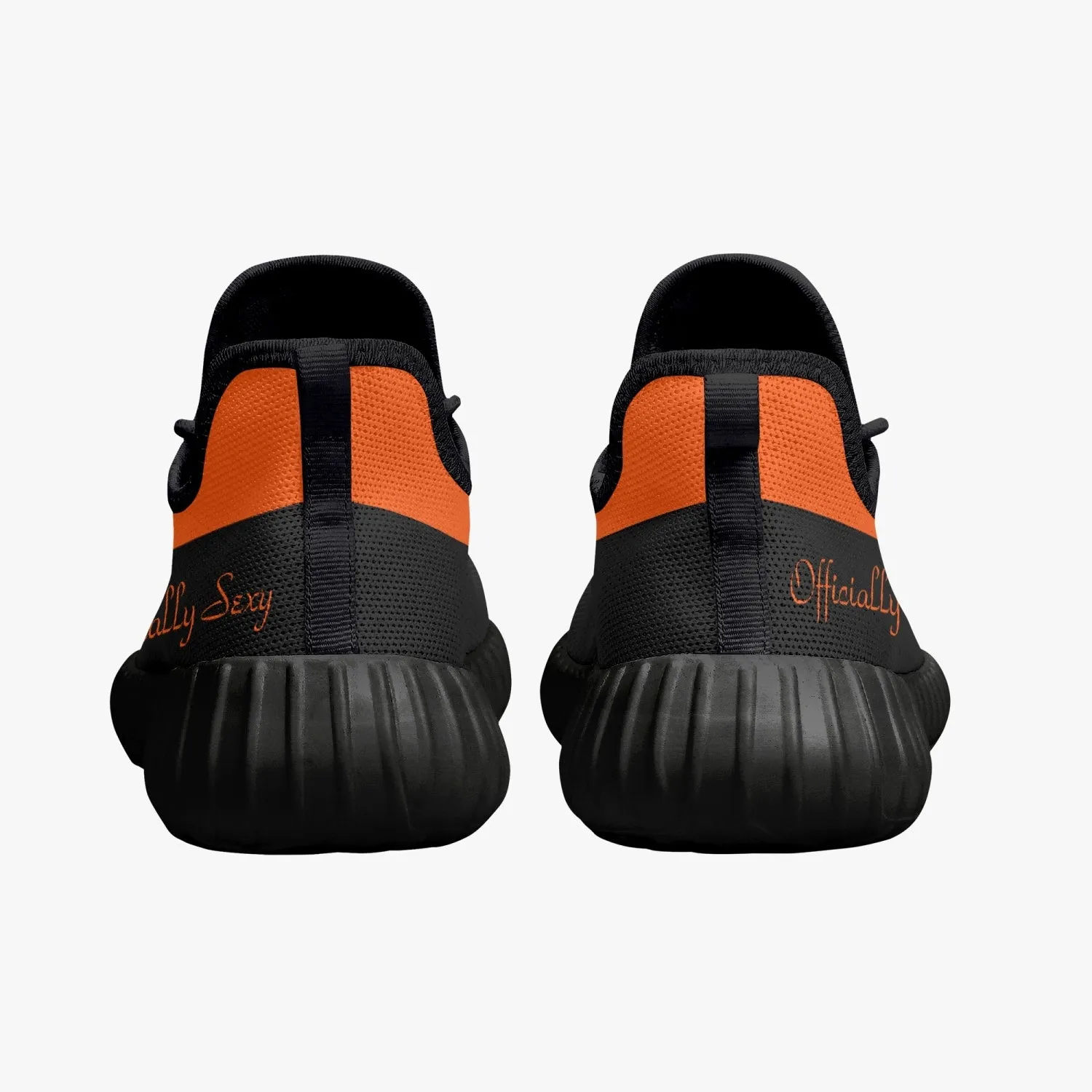 Officially Sexy Orange & Black Laser Mesh Knit Sneakers - With White or Black Sole