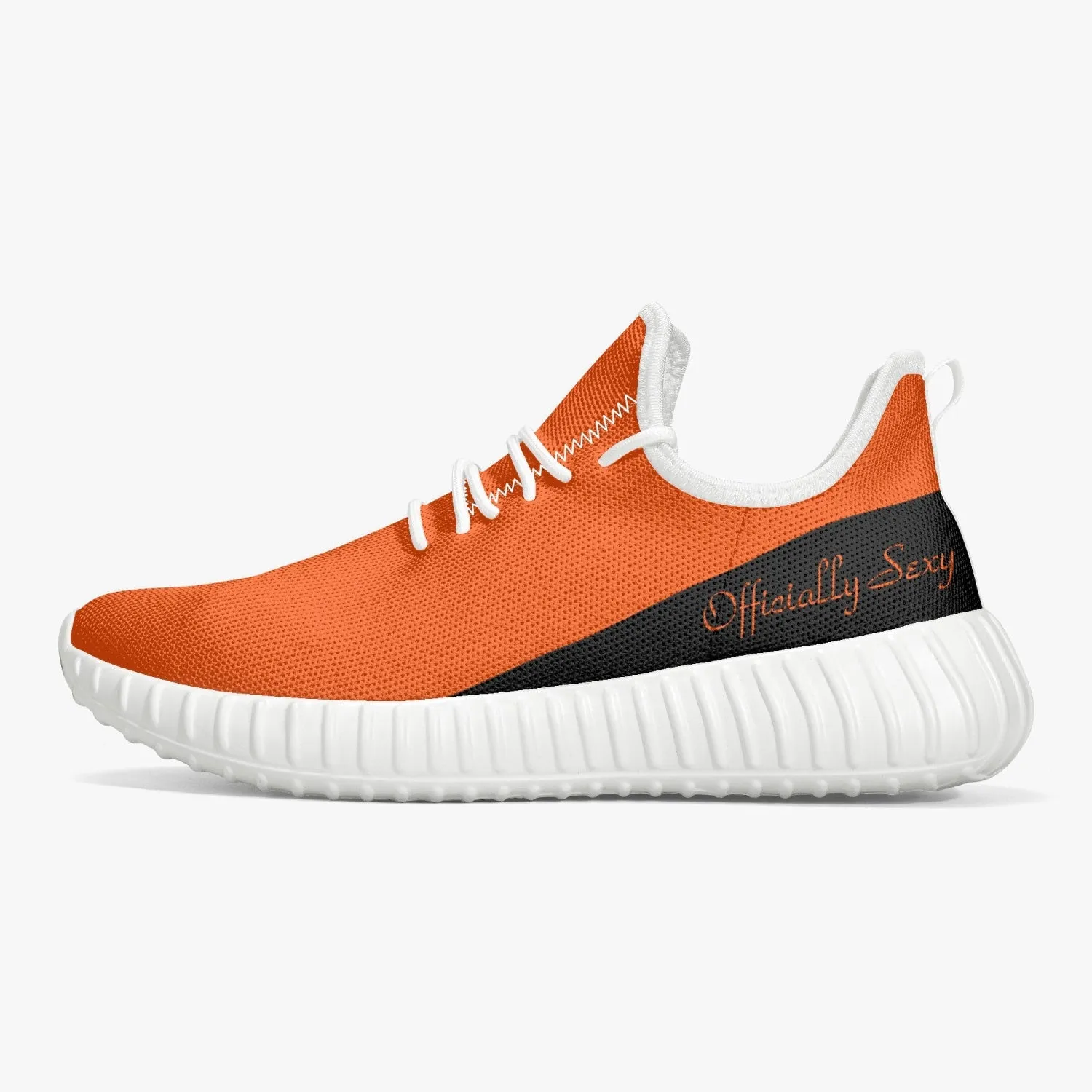 Officially Sexy Orange & Black Laser Mesh Knit Sneakers - With White or Black Sole