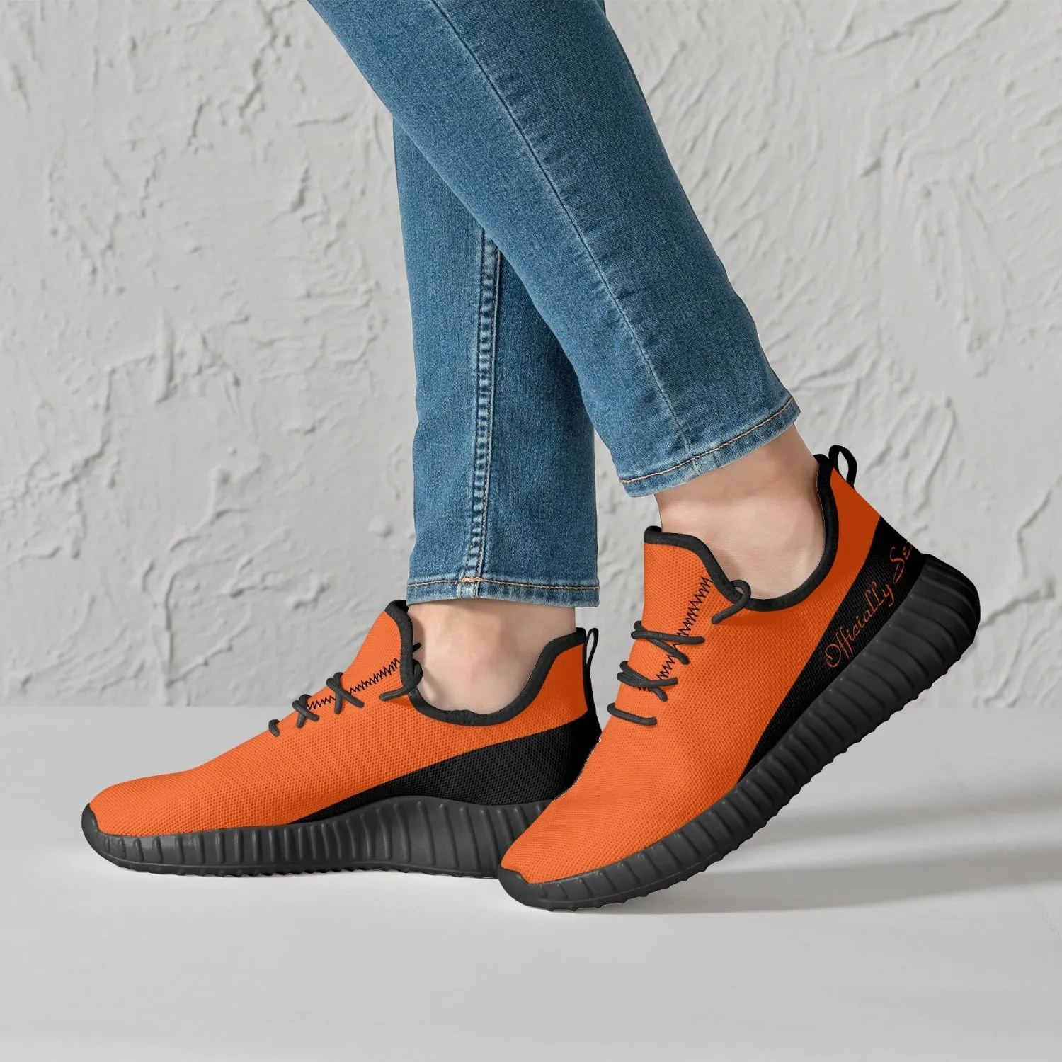 Officially Sexy Orange & Black Laser Mesh Knit Sneakers - With White or Black Sole