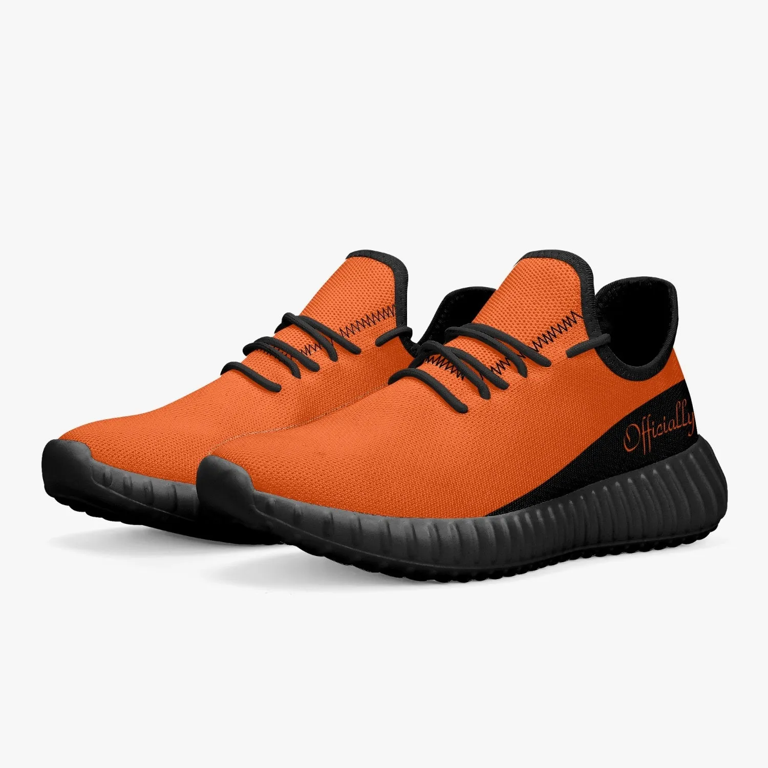 Officially Sexy Orange & Black Laser Mesh Knit Sneakers - With White or Black Sole