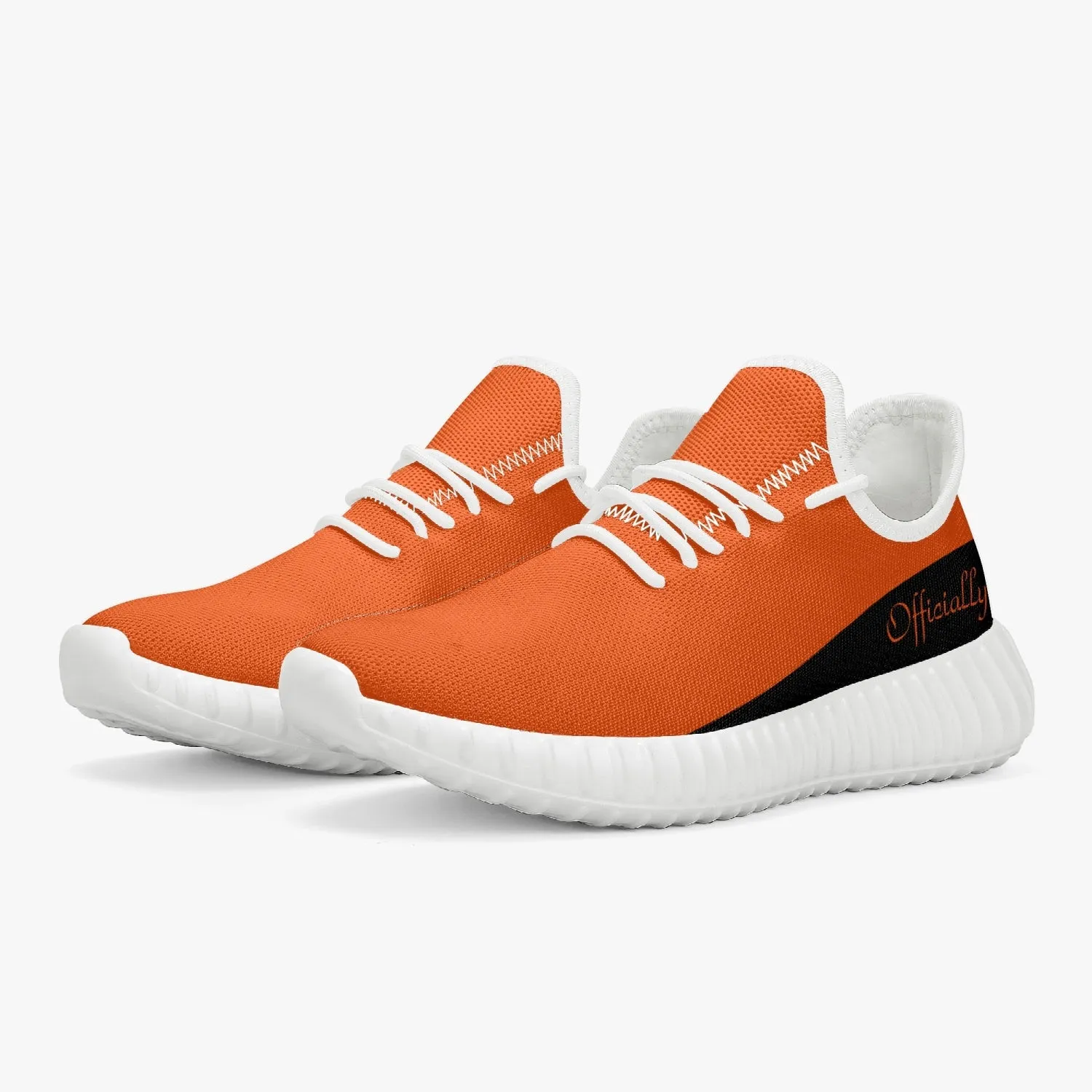 Officially Sexy Orange & Black Laser Mesh Knit Sneakers - With White or Black Sole