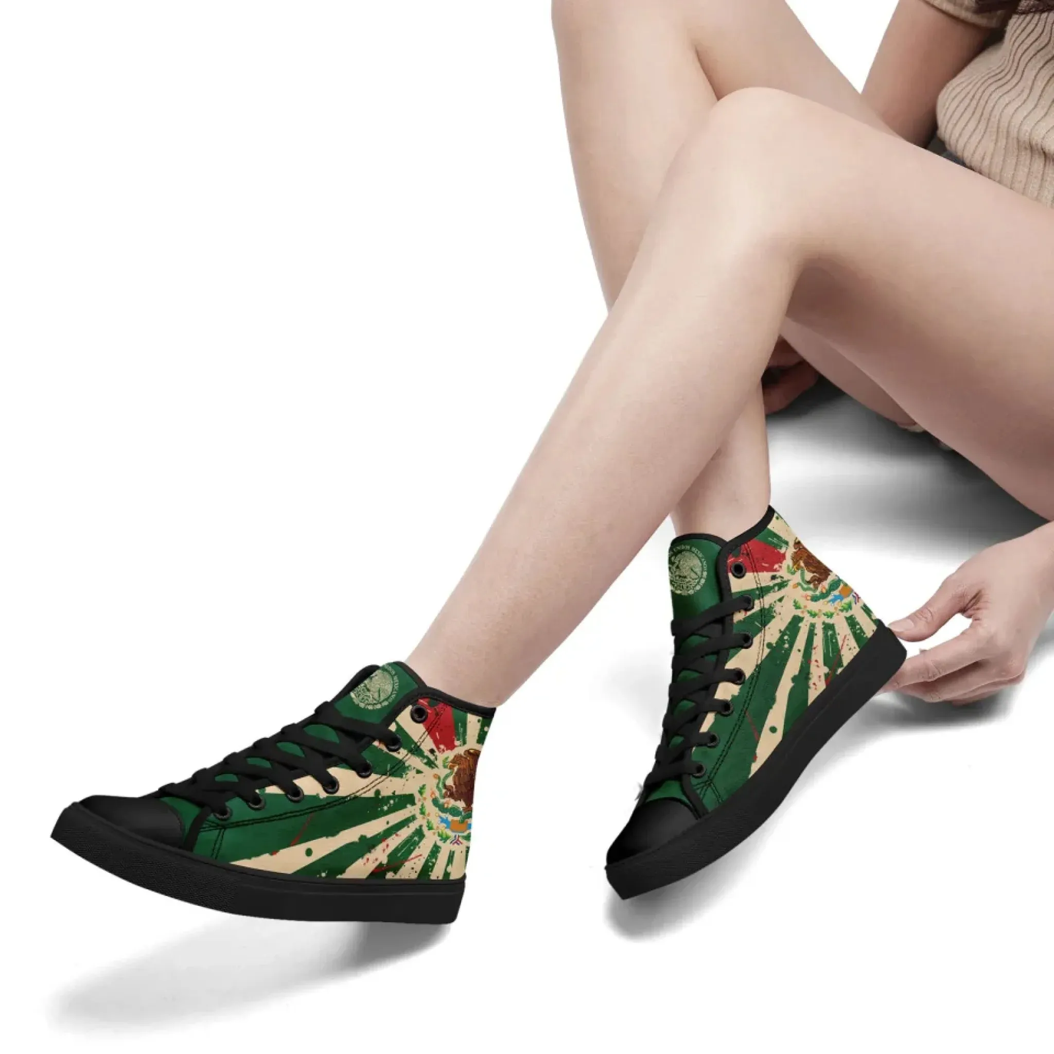 Personalized Mexico Flag Sneakers, Custom Patriotic Shoes, Stylish High Top Shoes