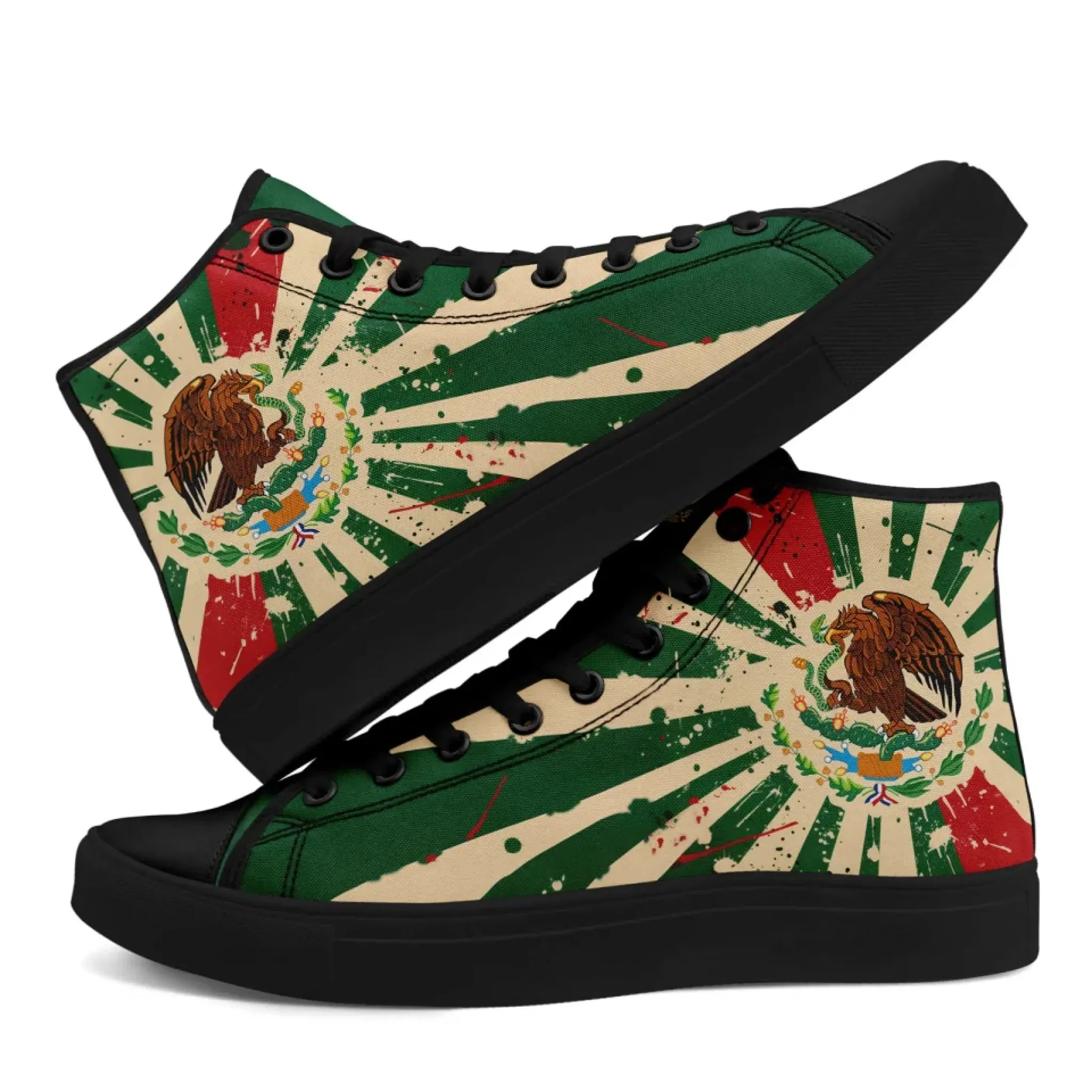 Personalized Mexico Flag Sneakers, Custom Patriotic Shoes, Stylish High Top Shoes