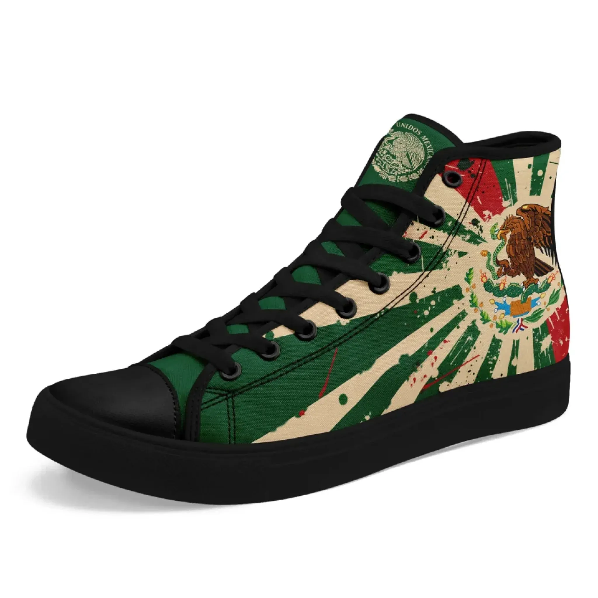 Personalized Mexico Flag Sneakers, Custom Patriotic Shoes, Stylish High Top Shoes
