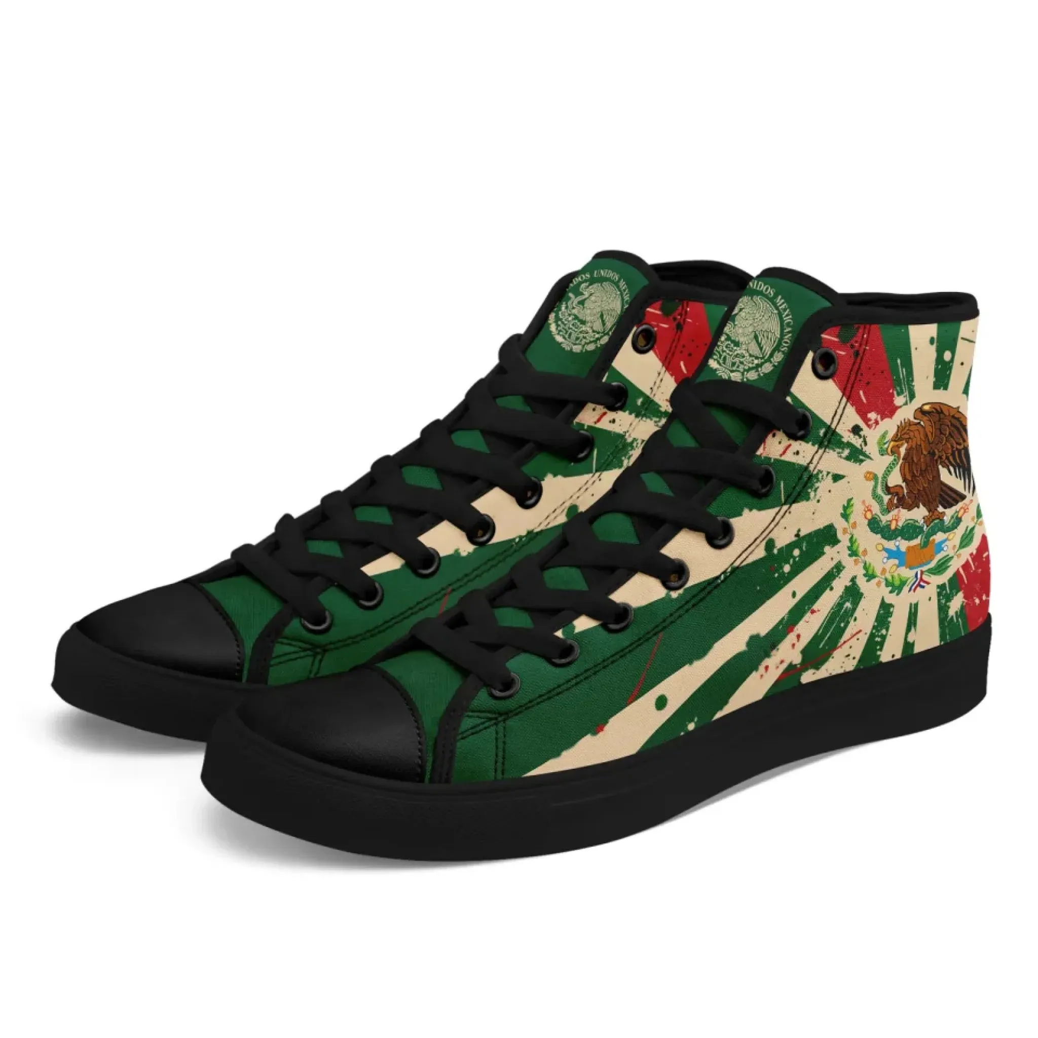 Personalized Mexico Flag Sneakers, Custom Patriotic Shoes, Stylish High Top Shoes