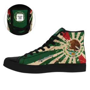 Personalized Mexico Flag Sneakers, Custom Patriotic Shoes, Stylish High Top Shoes