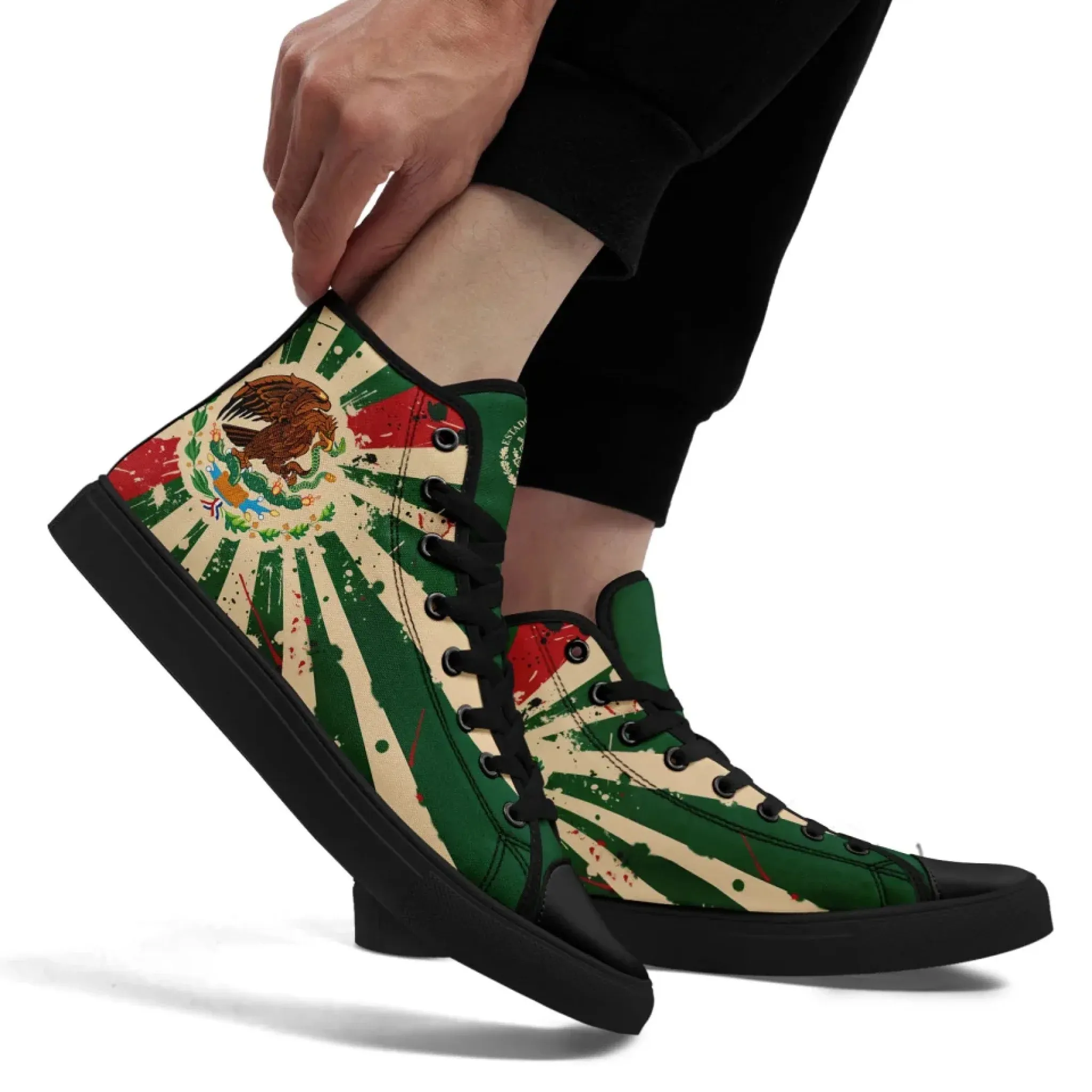 Personalized Mexico Flag Sneakers, Custom Patriotic Shoes, Stylish High Top Shoes