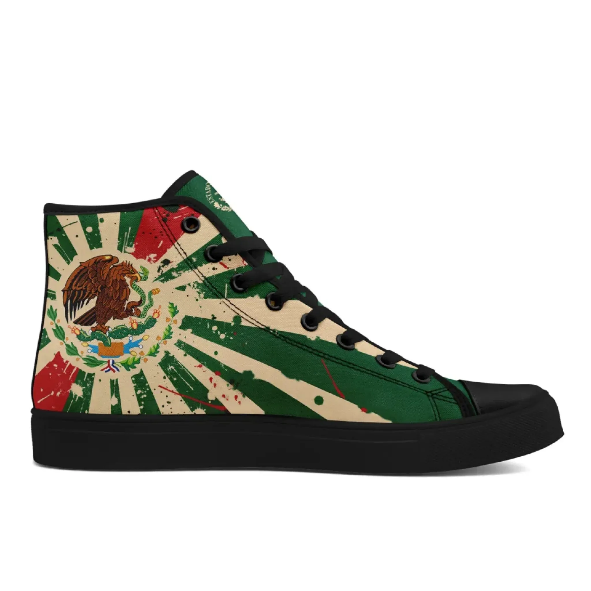 Personalized Mexico Flag Sneakers, Custom Patriotic Shoes, Stylish High Top Shoes