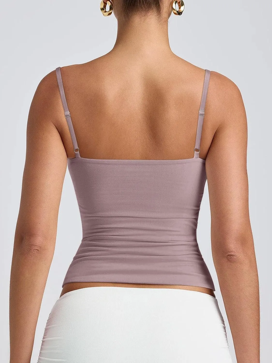 PINKMSTYLE Women's Basic Double Lined Scoop Neck Tank Tops Adjustable Cami Tank Summer Sleeveless Tops