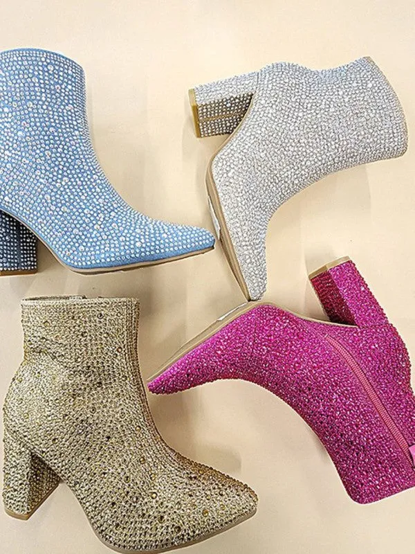 Red Rhinestone Casual Boots
