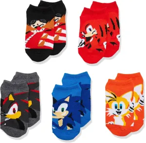 Sonic The Hedgehog Boys' 5 Pack No Show Socks