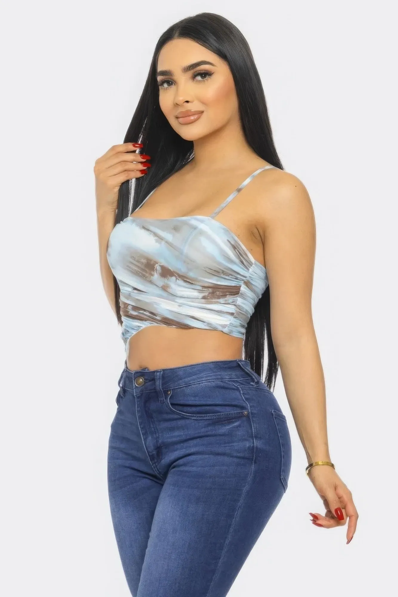 Stylish Cut Mesh Crop Top
