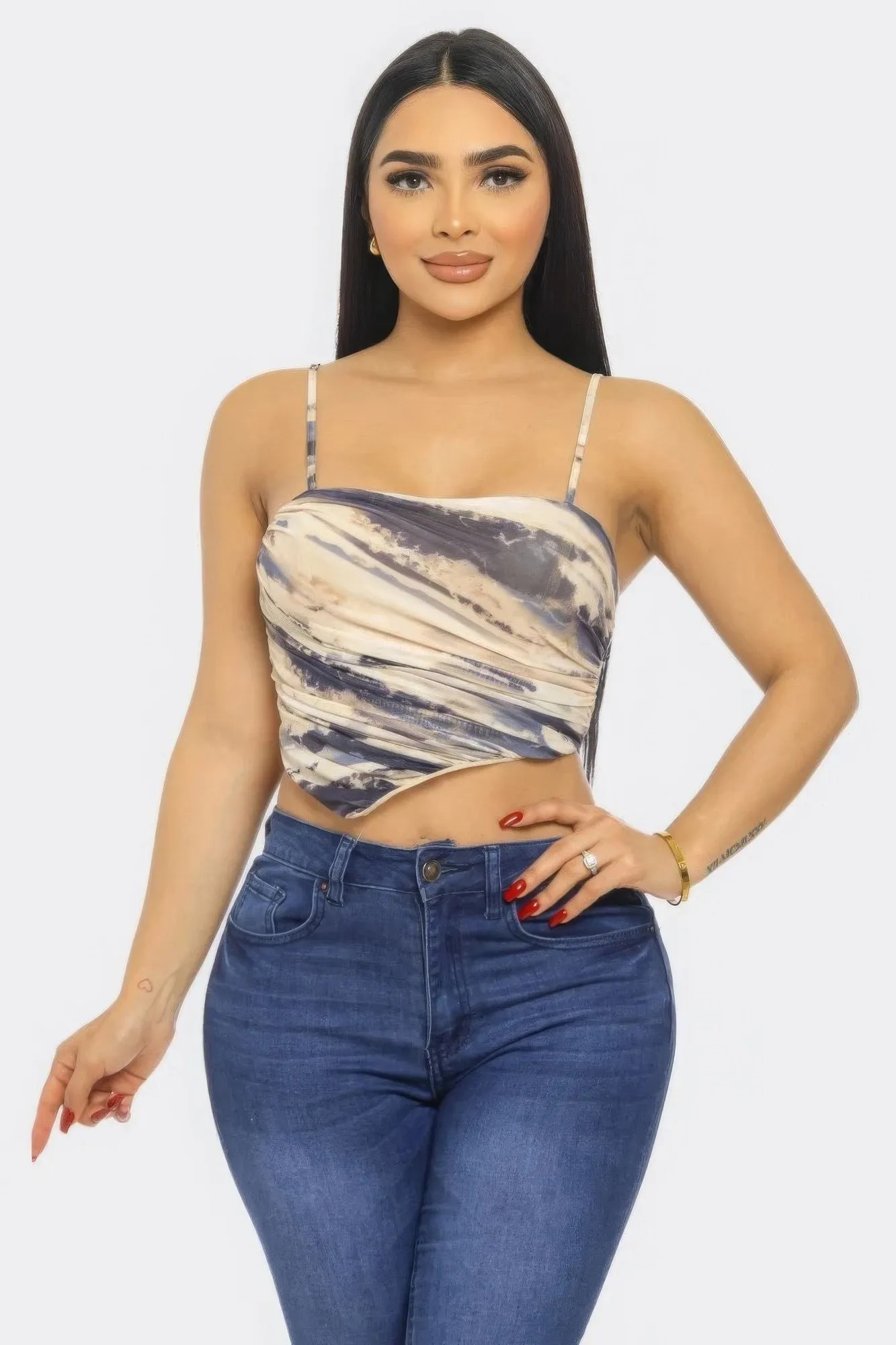 Stylish Cut Mesh Crop Top