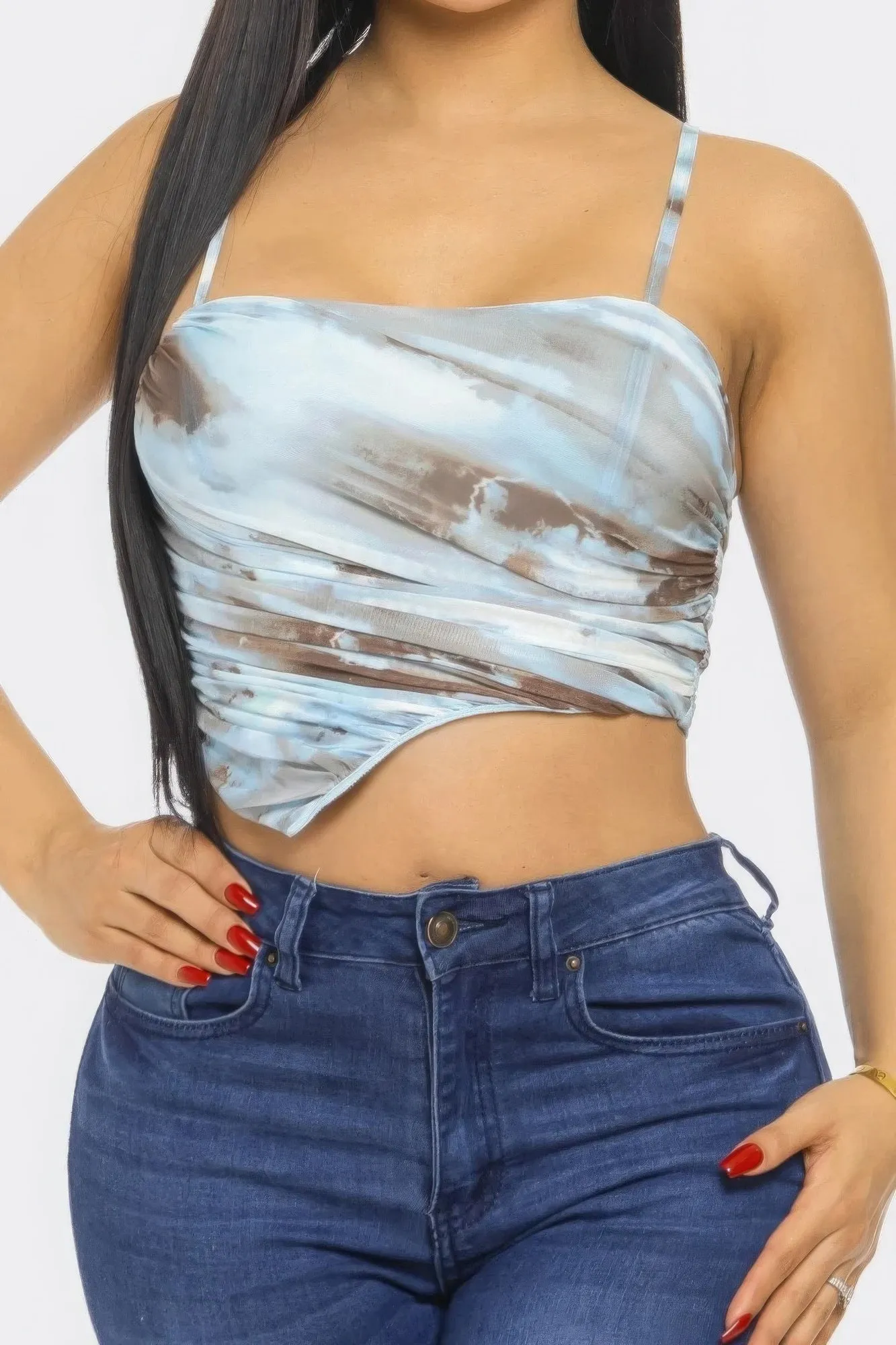 Stylish Cut Mesh Crop Top