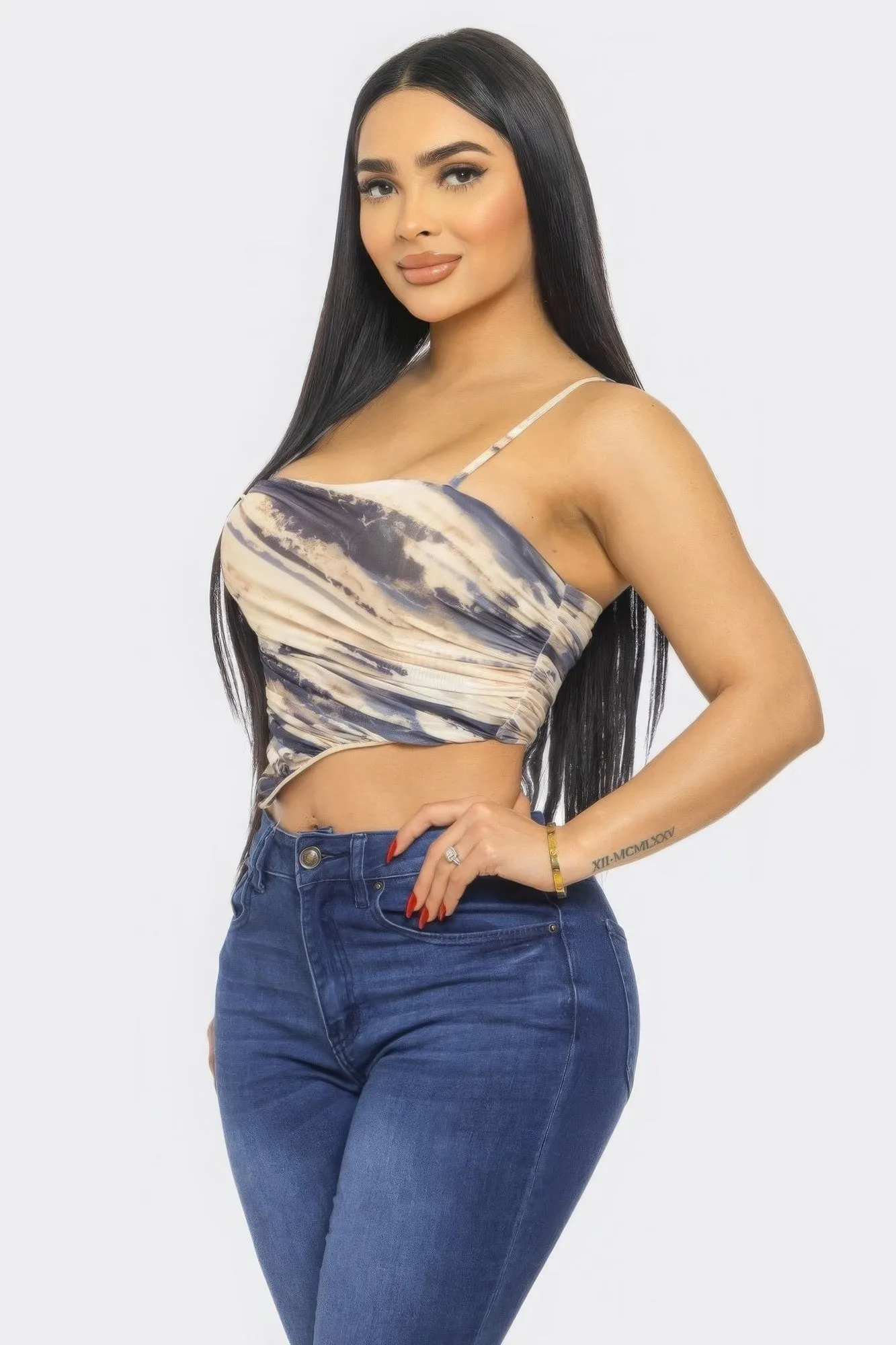 Stylish Cut Mesh Crop Top
