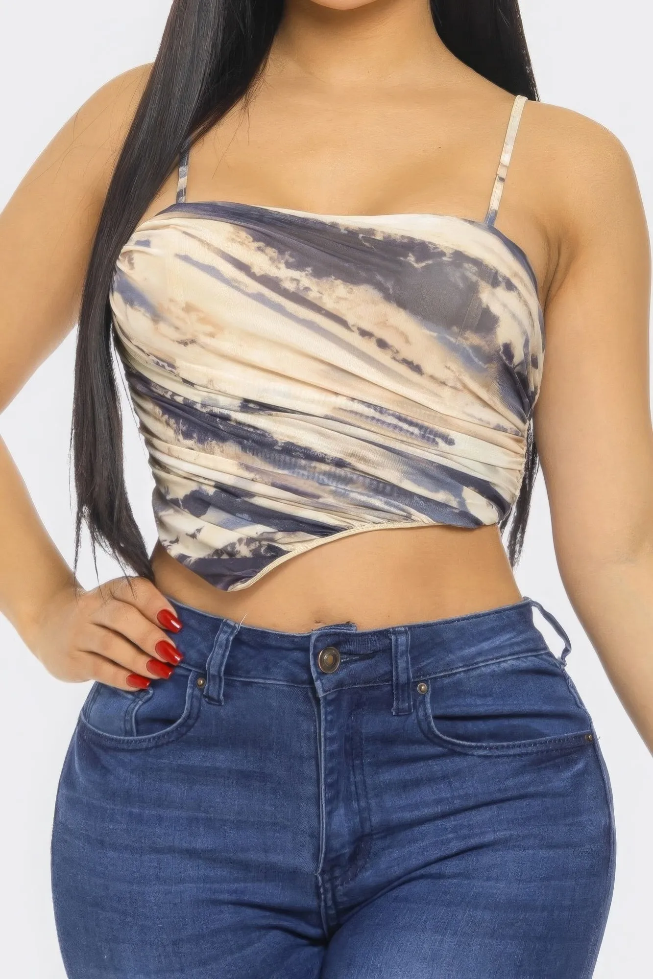 Stylish Cut Mesh Crop Top