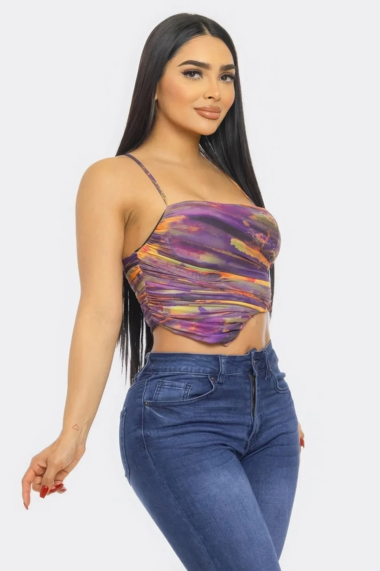 Stylish Cut Mesh Crop Top