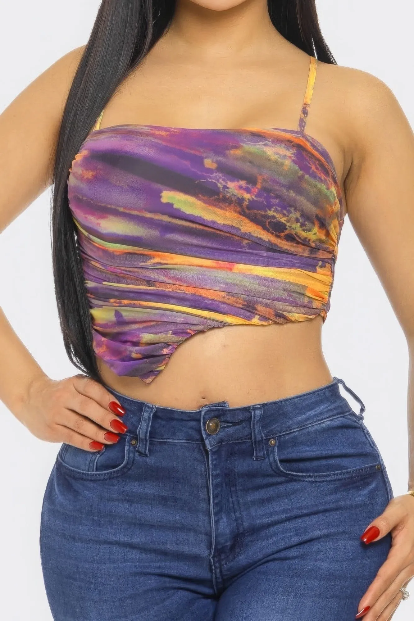 Stylish Cut Mesh Crop Top