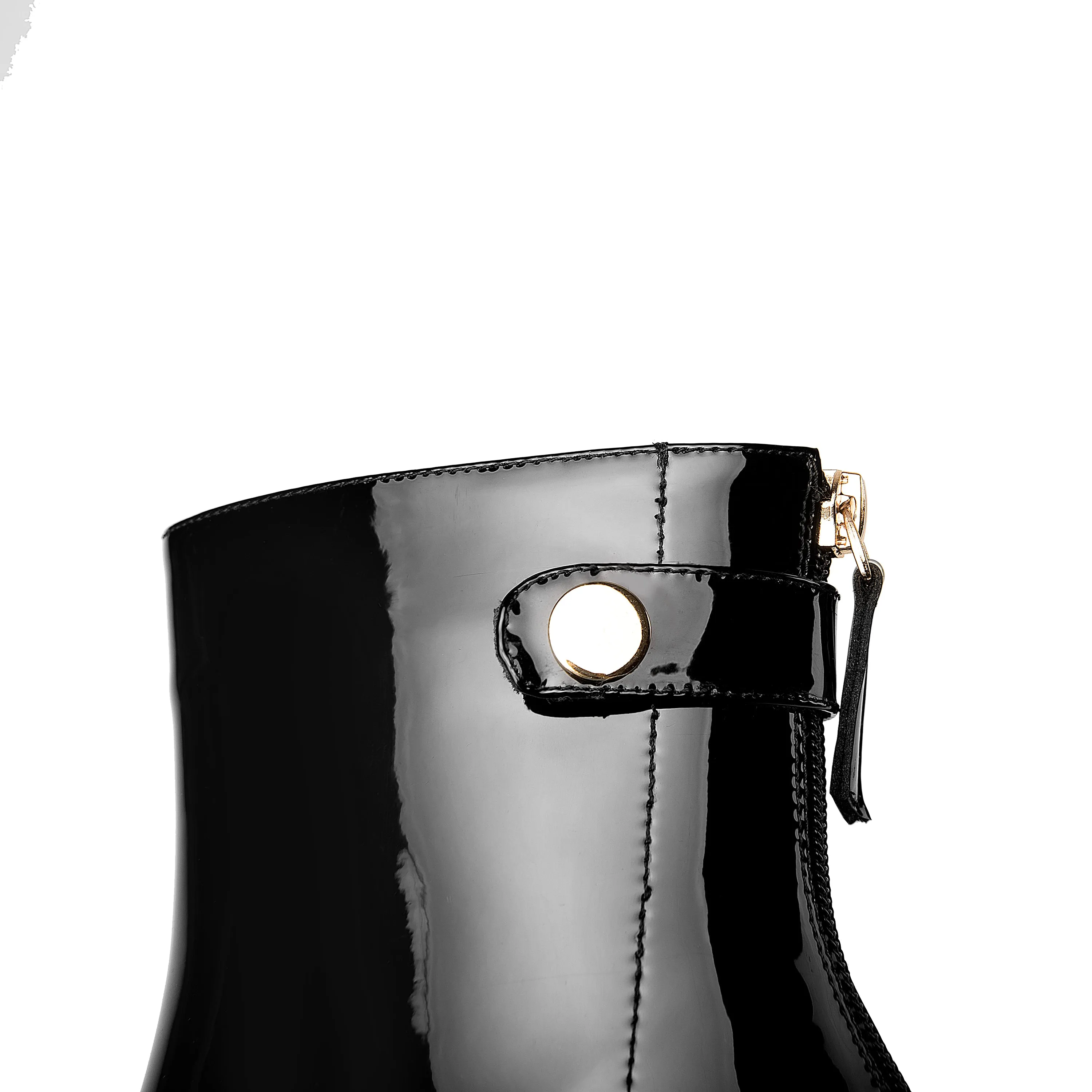 TinaCus Women's Patent Leather Square Toe Handmade Mid Chunky Heels Back Zipper Trendy Ankle Boots
