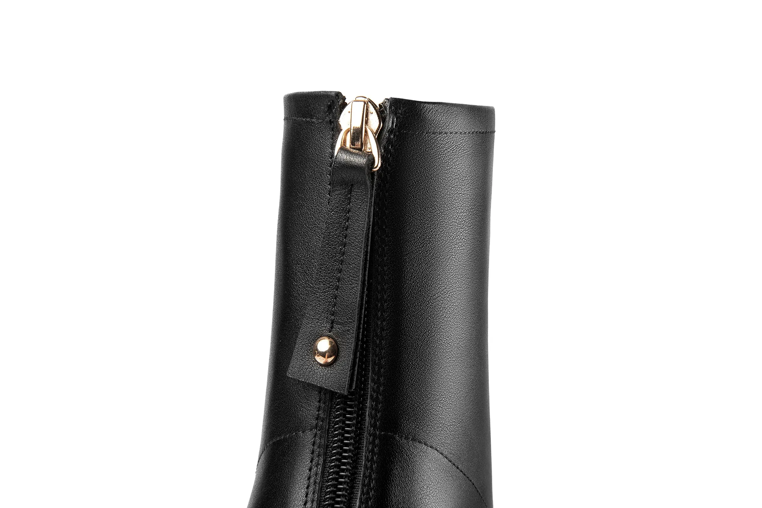TinaCus Women's Square Toe Genuine Leather Handmade Back Zipper High Chunky Heels Trendy Ankle Boots