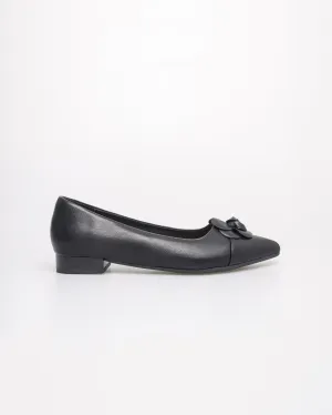 Tomaz YX183 Ladies Flower Bow Flats (Black)