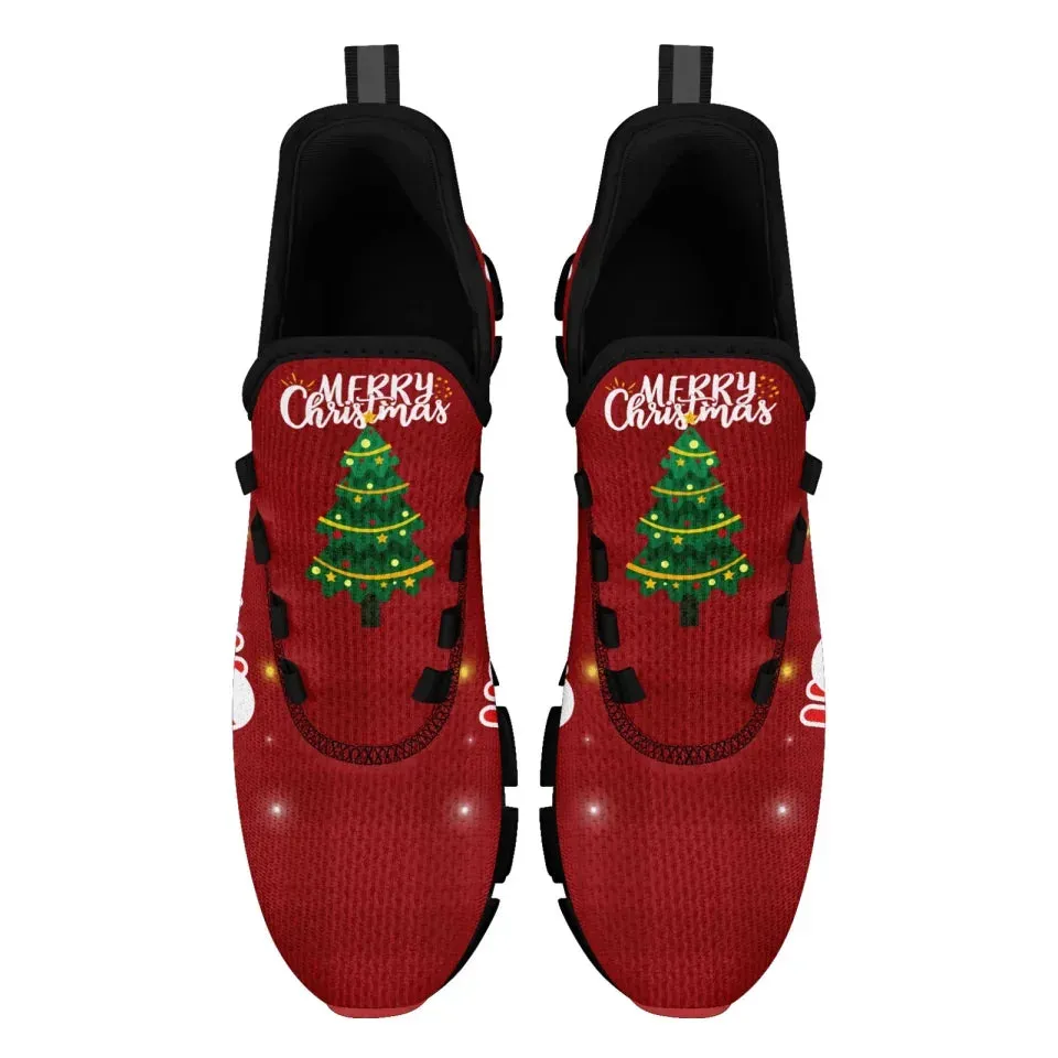 Unique Gift,Personalized Santa Claus Cloud Sneakers, Custom Holiday Cheer Shoes, Xmas Breathable Shoes