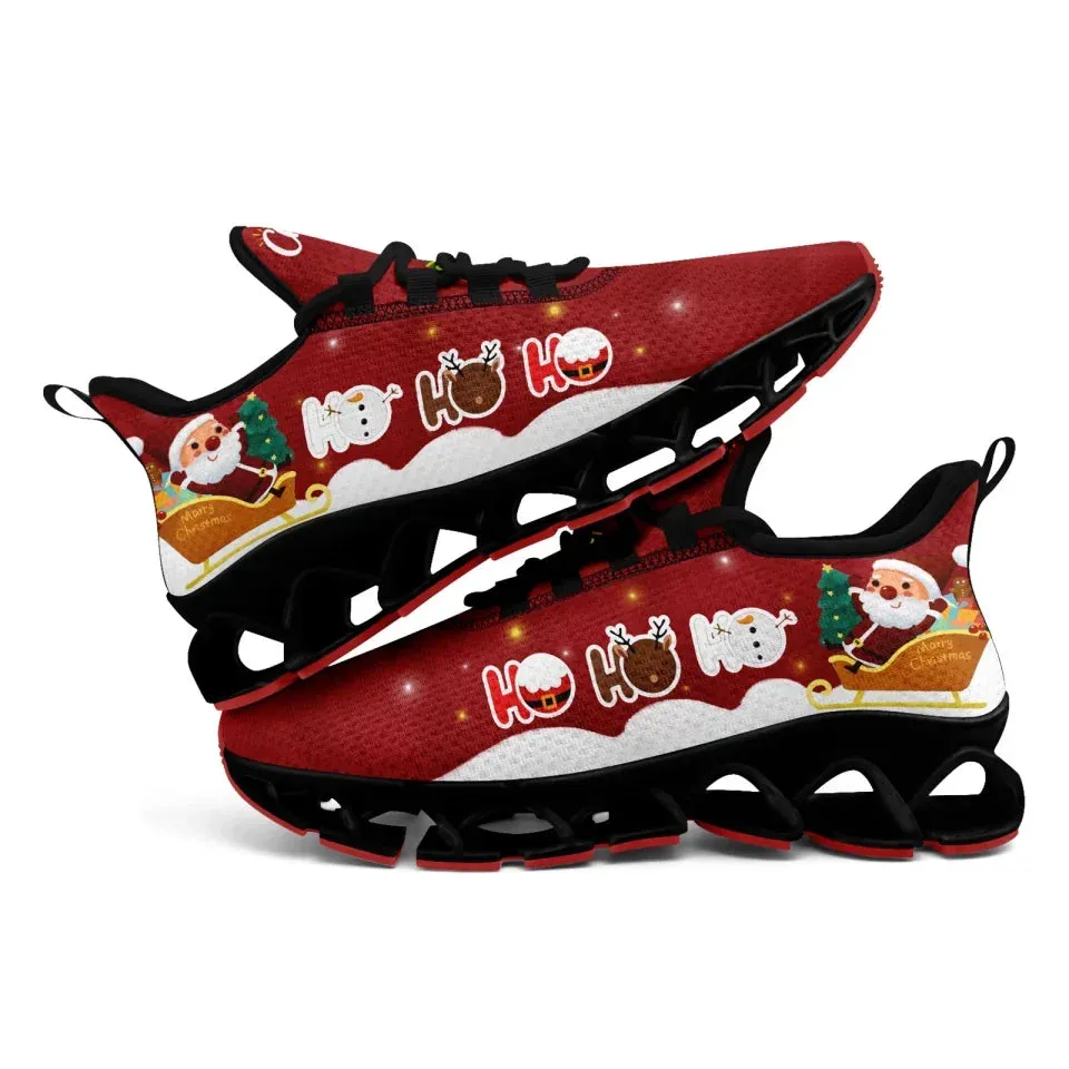 Unique Gift,Personalized Santa Claus Cloud Sneakers, Custom Holiday Cheer Shoes, Xmas Breathable Shoes