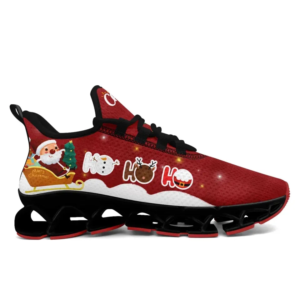 Unique Gift,Personalized Santa Claus Cloud Sneakers, Custom Holiday Cheer Shoes, Xmas Breathable Shoes