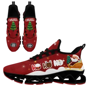 Unique Gift,Personalized Santa Claus Cloud Sneakers, Custom Holiday Cheer Shoes, Xmas Breathable Shoes