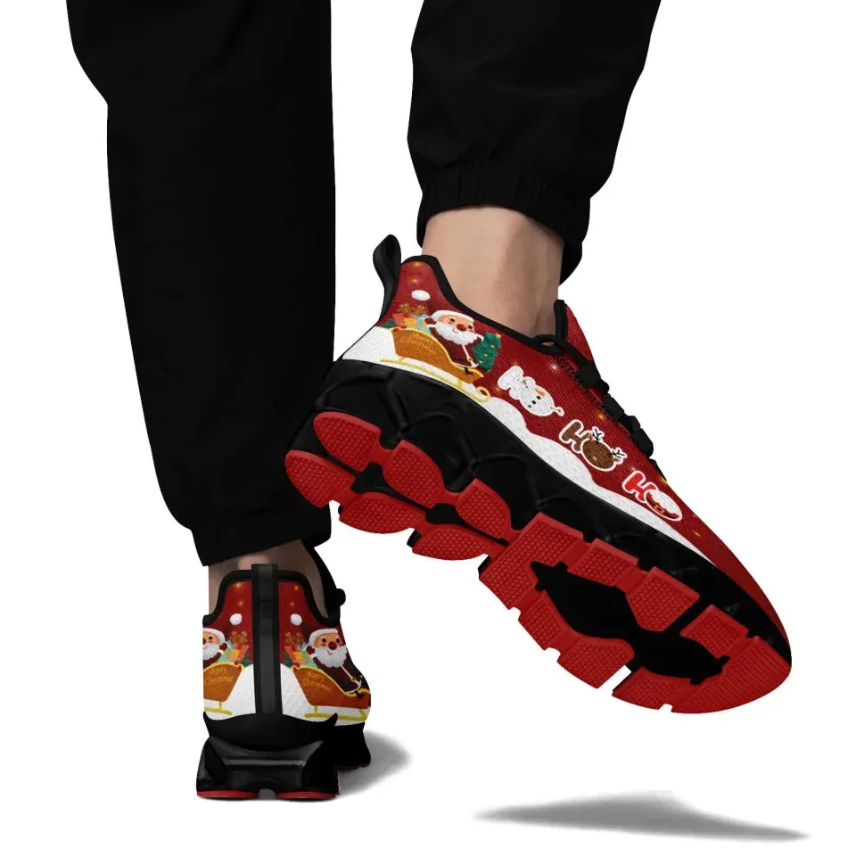 Unique Gift,Personalized Santa Claus Cloud Sneakers, Custom Holiday Cheer Shoes, Xmas Breathable Shoes