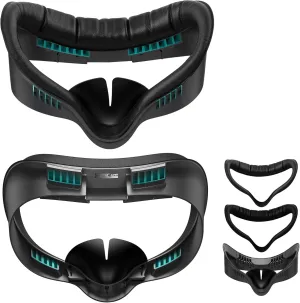 Upgrade Face Pad Cover and Facial Interface for Meta Quest 3S Accessories, Soft PU Leather & Ice Silk Cotton Face Pad Compatible with Oculus Quest 3S, Multi-Vent and Light-Blocking Nose Pad Design