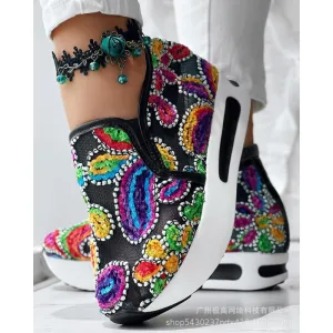 Wholesale Women's New Fashion All-match Colorful Rose Sneakers
