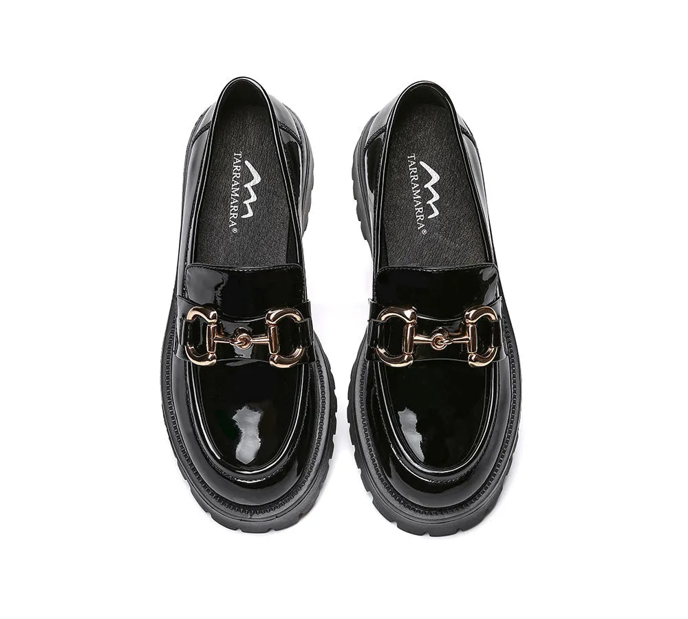Women Loafers Platform Shining Leather Flats Raya