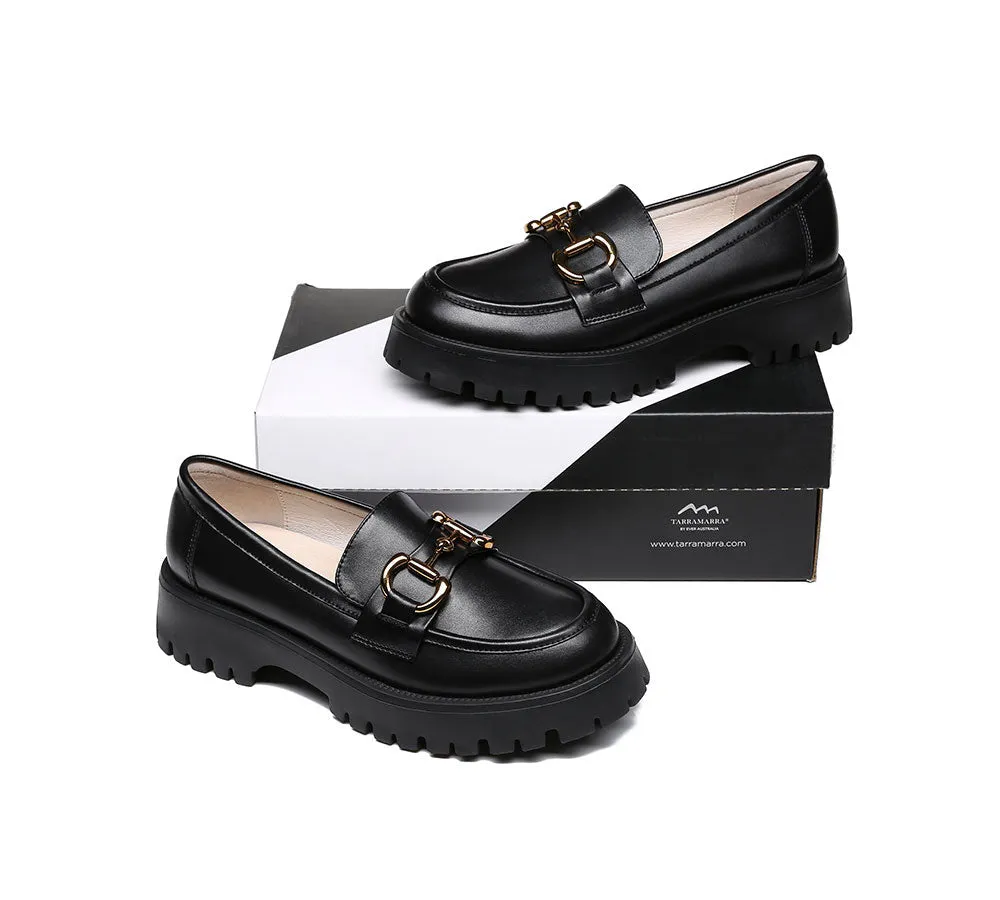 Women Loafers Platform Shining Leather Flats Raya