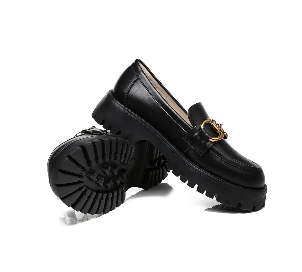 Women Loafers Platform Shining Leather Flats Raya