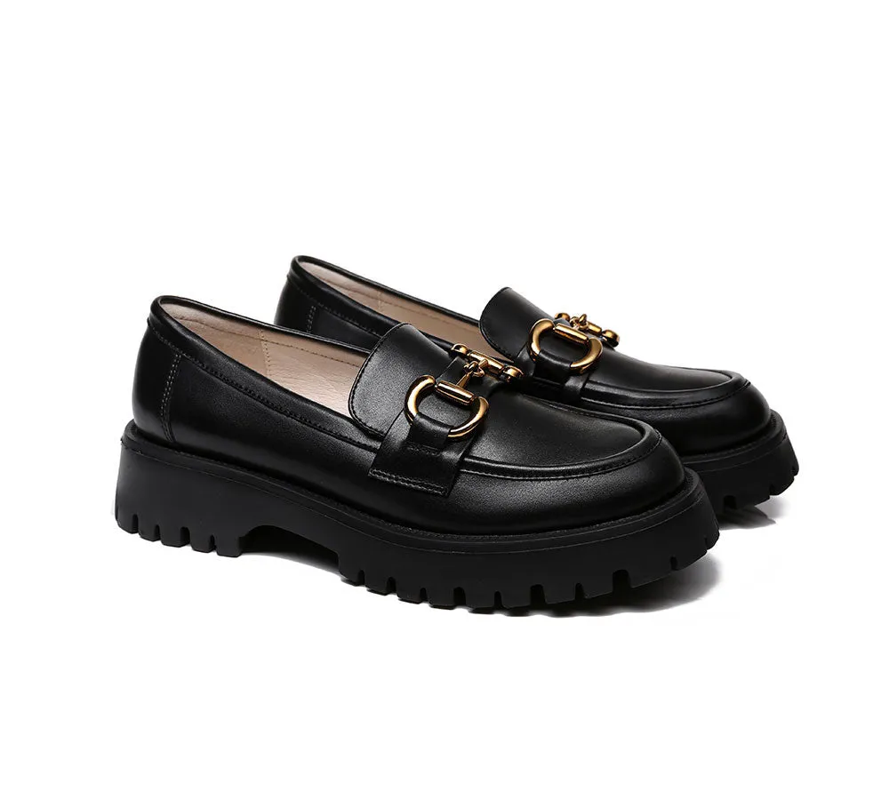 Women Loafers Platform Shining Leather Flats Raya