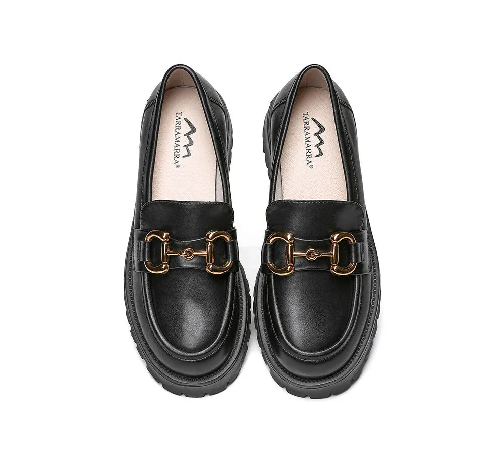 Women Loafers Platform Shining Leather Flats Raya